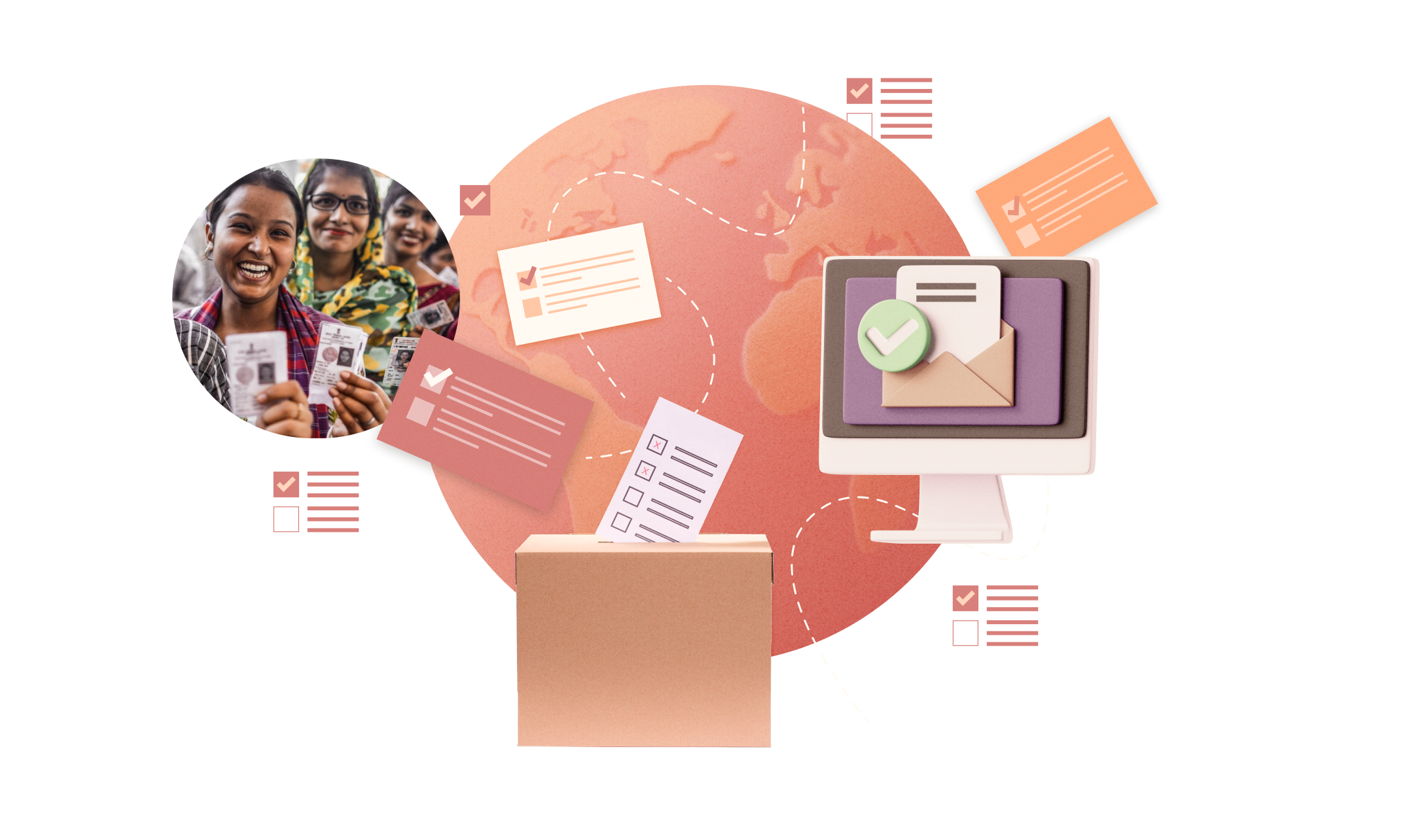 A collage of digital graphics and images to illustrate digitization strategies around the world.