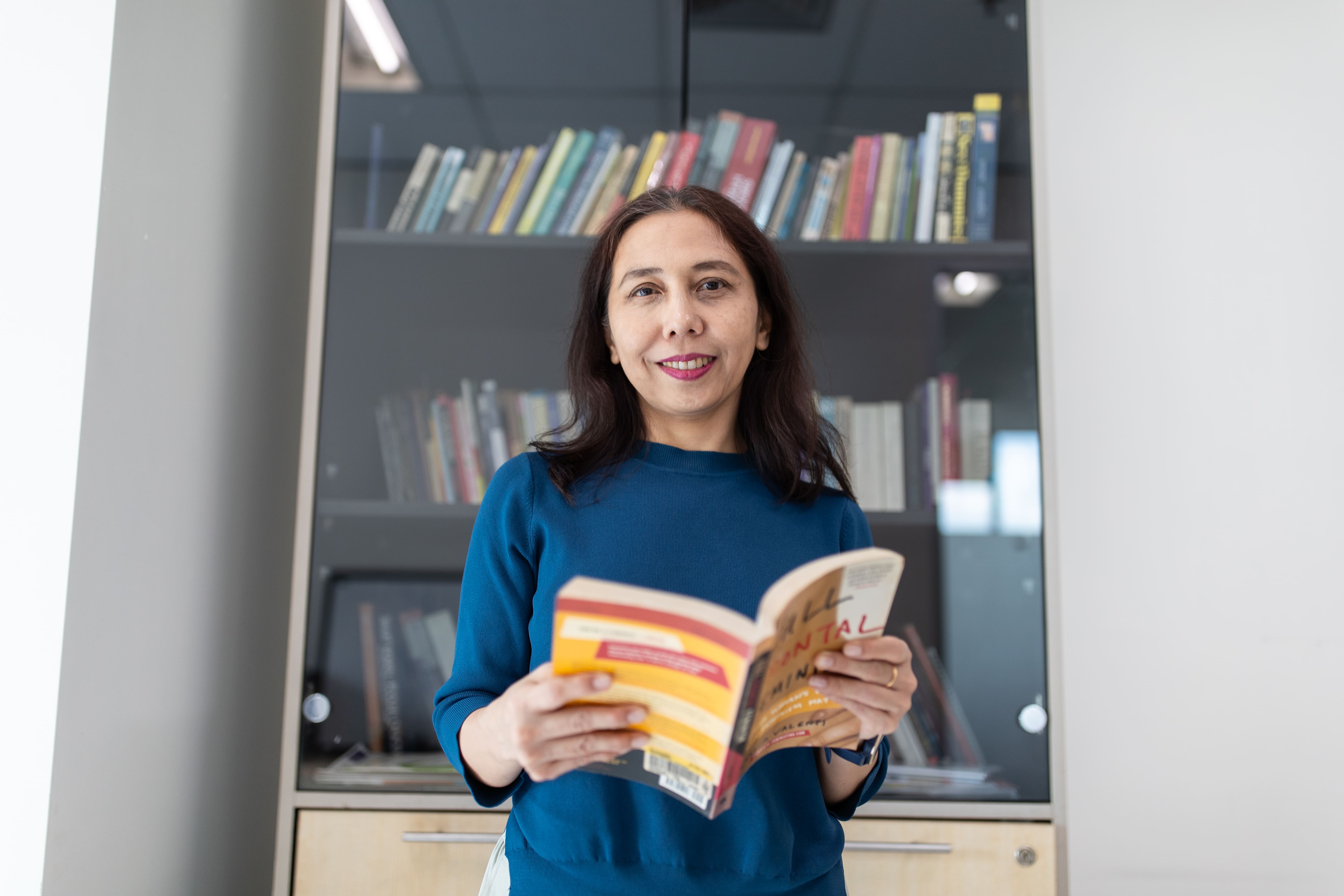 a person holding a book