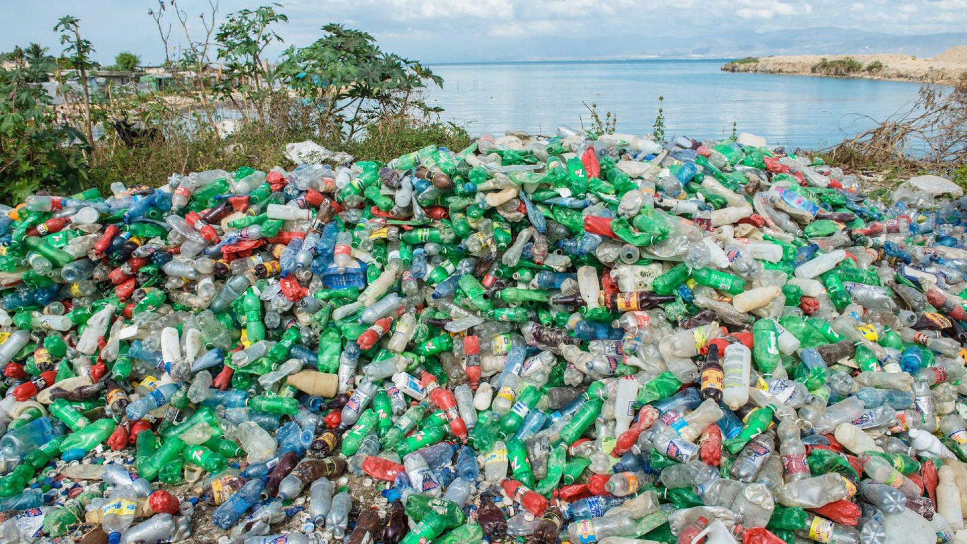 environmental concept, sea, ocean pollution with plastic waste